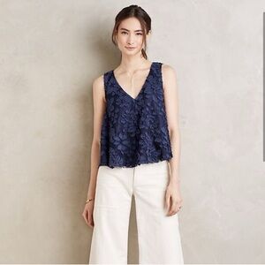 Maeve Midnight Blue Floral Lace Blouse
